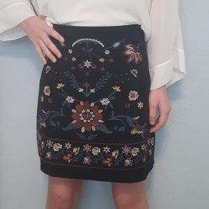 Miami black floral mini skirt